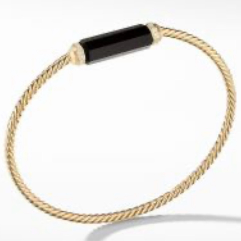 David Yurman 18K Gold, Onyx and Diamond Barrel Bracelet
